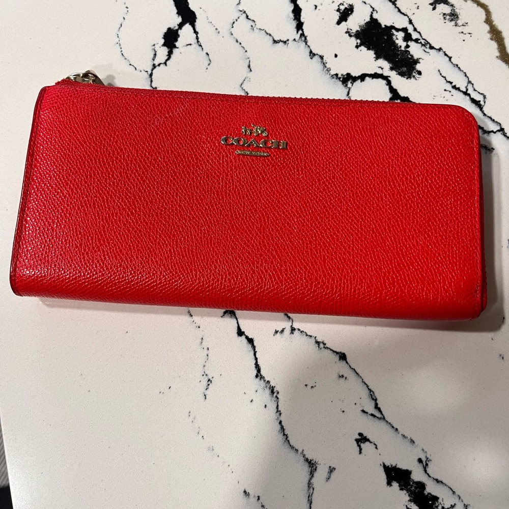 Red Coach Leather Wallet